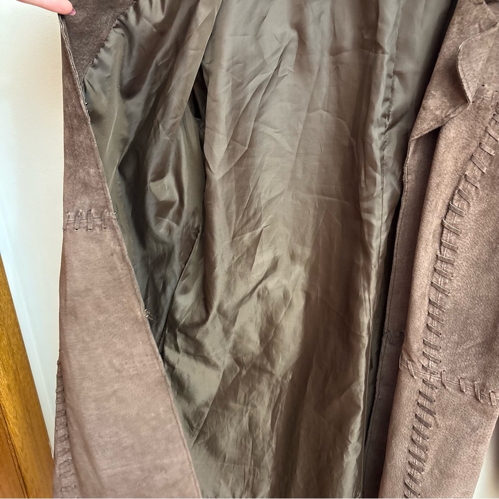 Vintage Fitted Leather Suede Sonoma Jacket Womens XL With Stitching Detail Brown - Picture 4 of 15